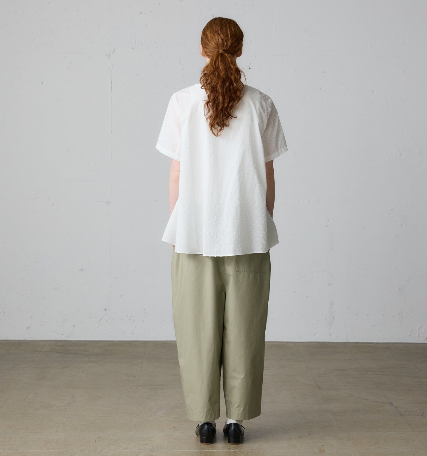 half sleeve dots A line shirt