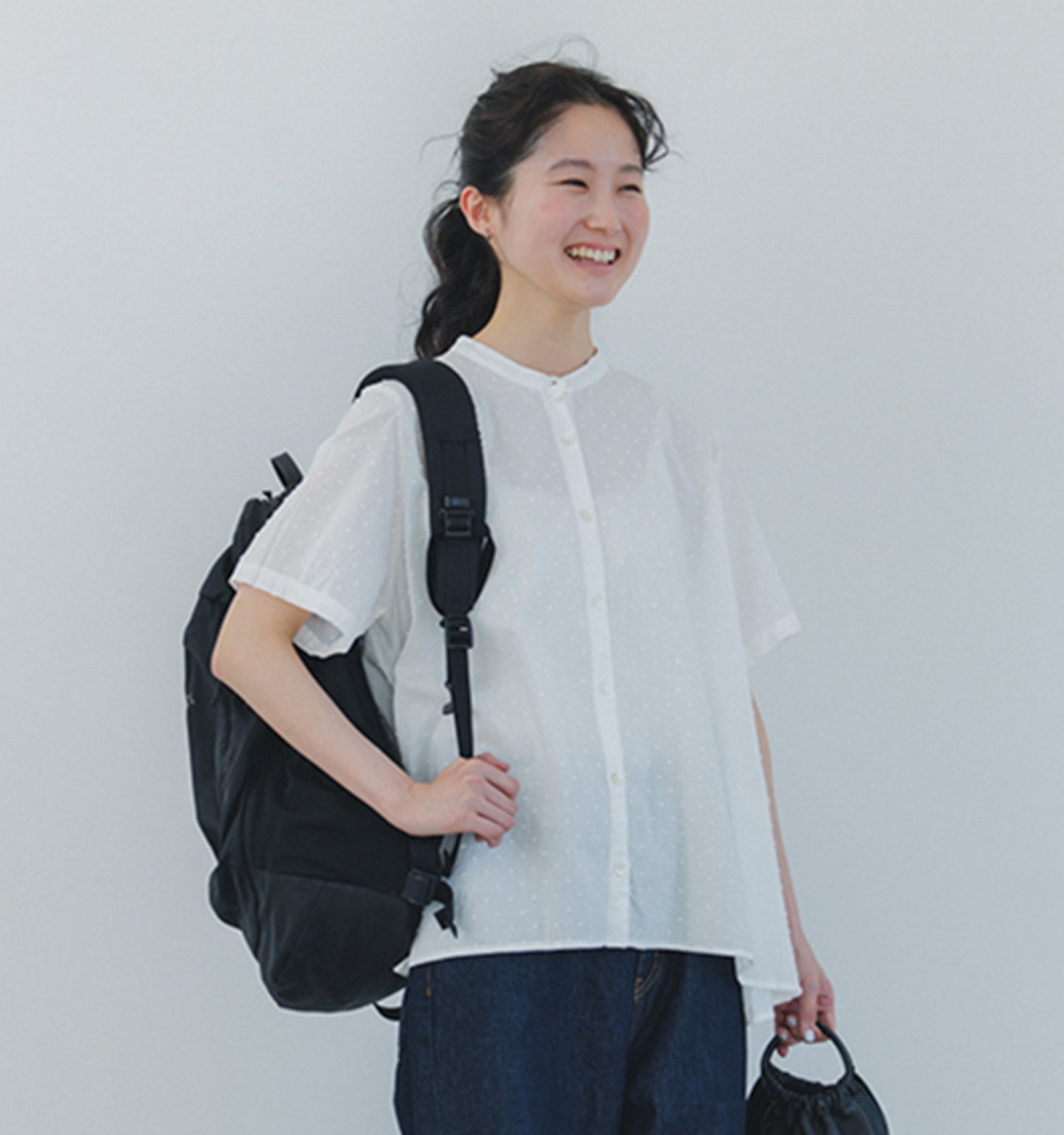 half sleeve dots A line shirt